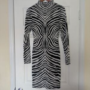 Zebra Print Long Sleeve Dress